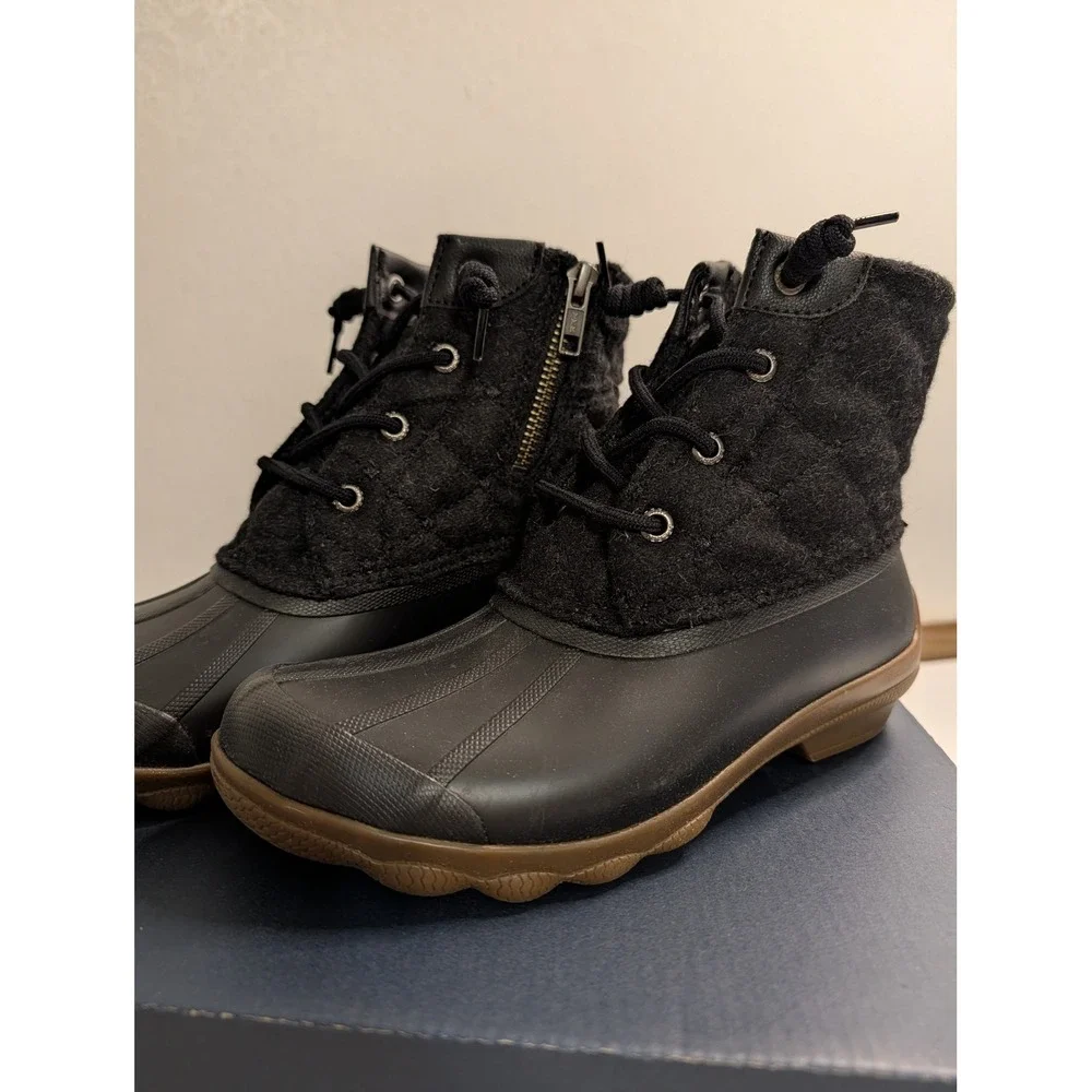 Sperry Syren Gulf Wool Quilted Black Duck Boots Womens 5.5 STS86441 Ankle Boots